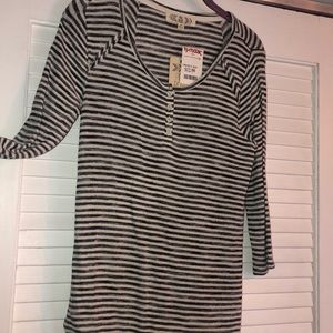 Knitted Stripped Button Down Top